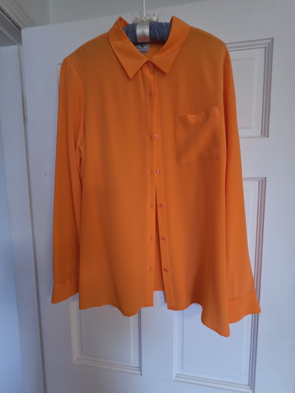 Worthington Orange Long Sleeve Button-Up Blouse 100% Silk